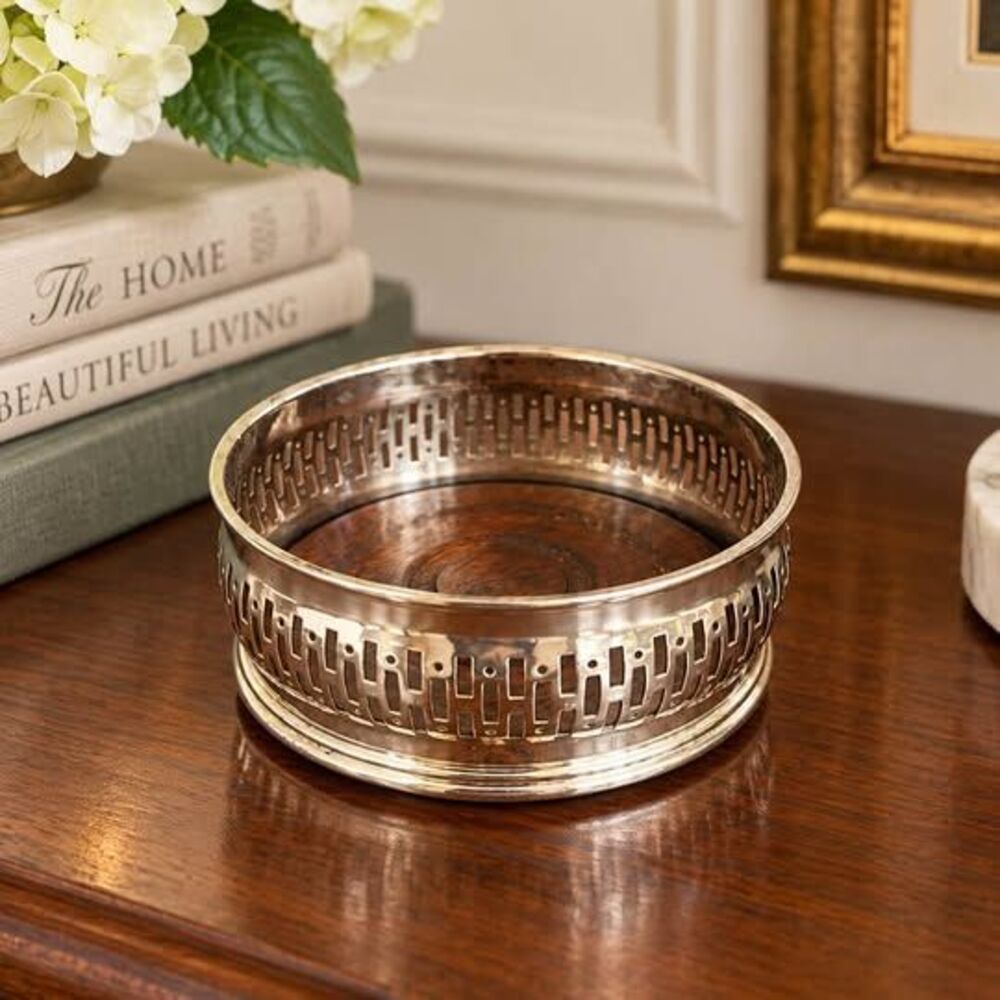 Vintage Silver Plated Wine Bottle Coaster - Made in England